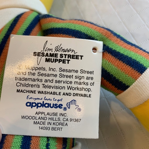 Vintage Sesame Street Bert Jim Henson Retro Muppet Doll Plush w/ Tags - Picture 13 of 16
